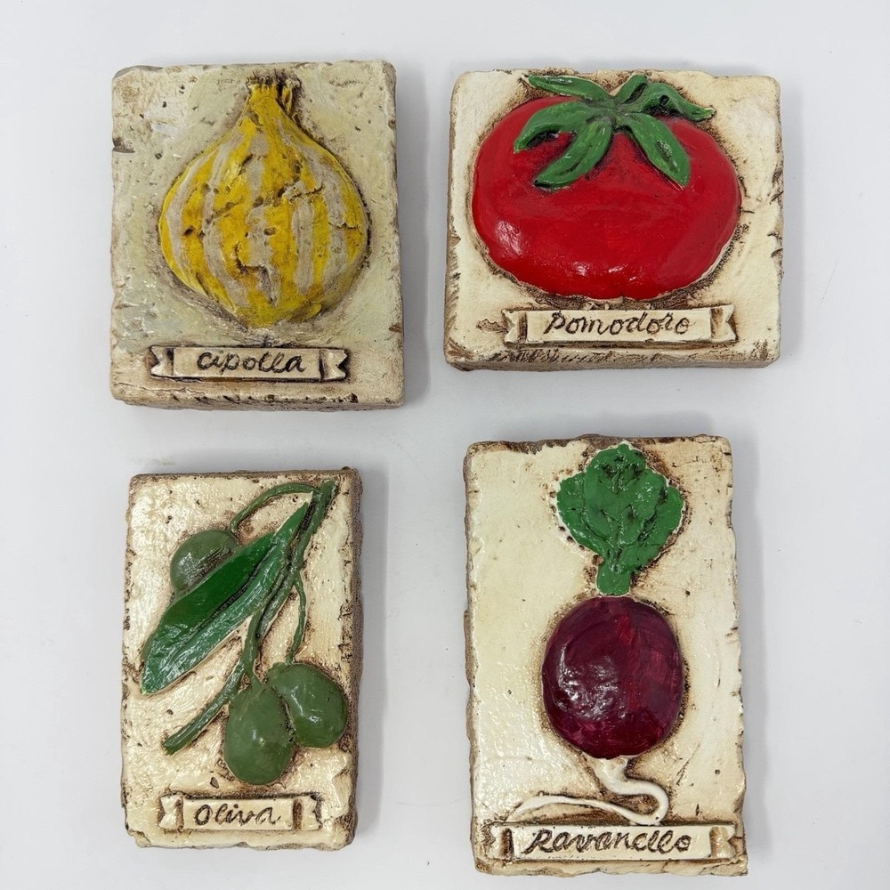 Piazza Pisano‎ Al Pisano Set 4 Italian Kitchen Wall Art Plaques Handmade USA